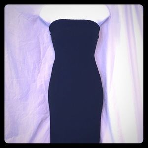 Black strapless body con dress